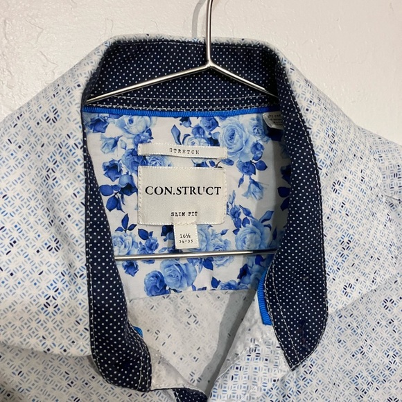 Con.struct slim fit stretch 16 1/2 cotton spandex mens dress shirt - Picture 2 of 7